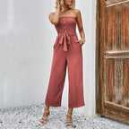Women's Jumpsuit with Chic Ruffle Details and Adjustable Belt