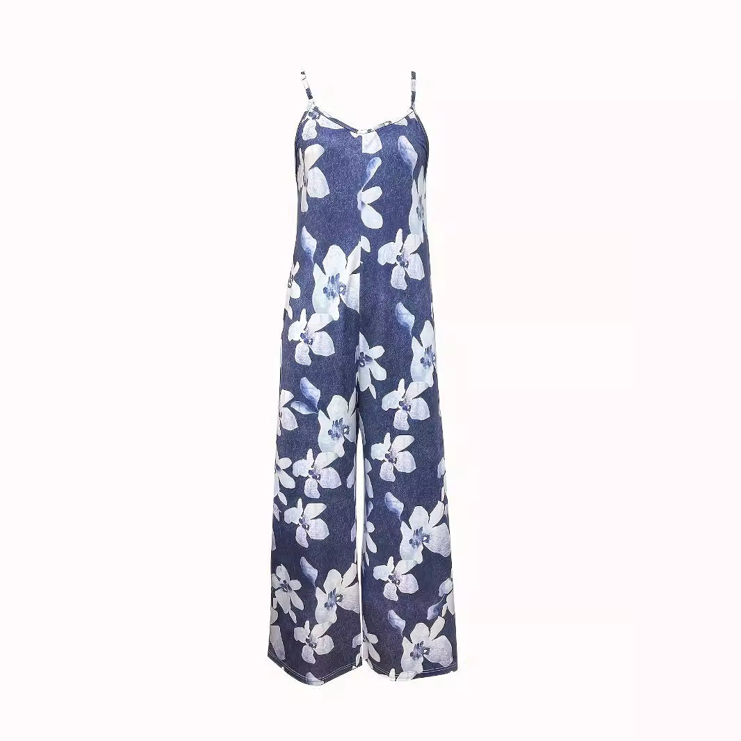 Women's Airy Summer Overall with Wide Legs and Pockets