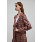 Women's Elegant Plaid Coat with Double-Breasted Button Closure and Casual Fit