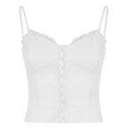 Women's Top with Lace Trim and Button Details
