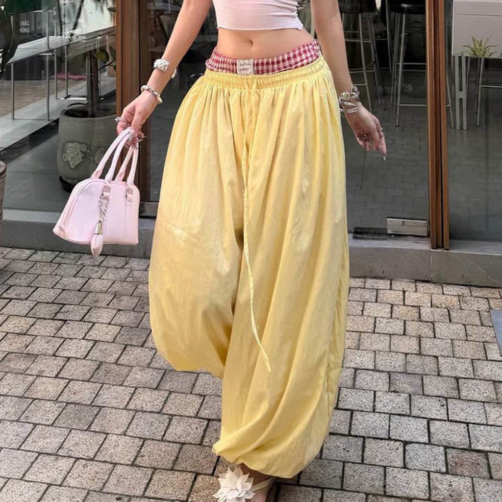 Women's Comfortable Palazzo Pants with Elastic Waist and Adjustable Drawstring