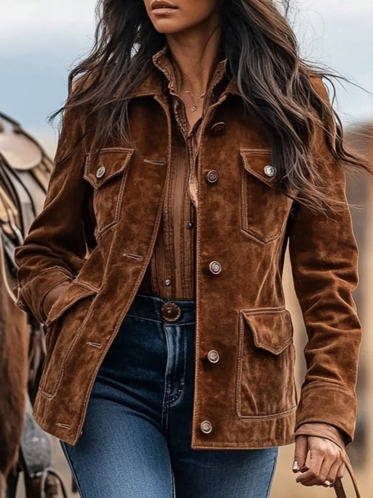 Women's Vegan Leather Jacket with Pockets