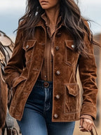 Women's Vegan Leather Jacket with Pockets