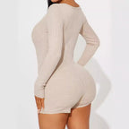 Women's Elegant Long-Sleeve Jumpsuit with Button Details