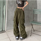 Women's Cargo Pants with Practical Side Pockets and Elastic Waistband