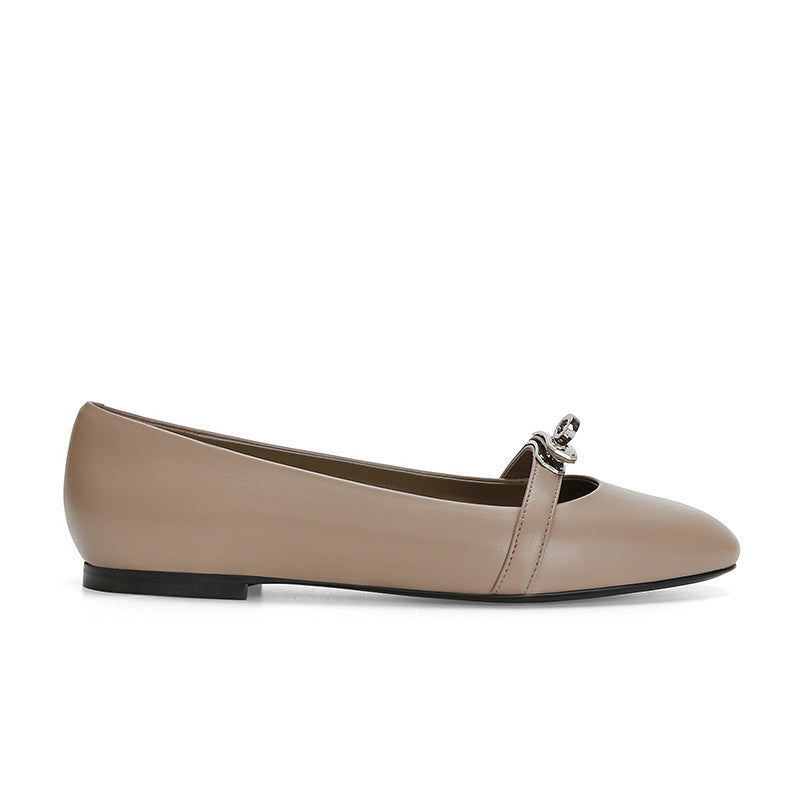 Women's Ballet Flats with Strap and Shimmer Accent