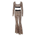 Women's Fitted Flared Jumpsuit with Animal Print