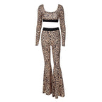 Women's Fitted Flared Jumpsuit with Animal Print