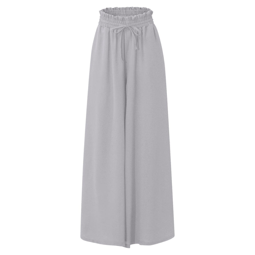 Women's Elegant and Airy Wide-Leg Trousers with Elastic Waist and Pockets