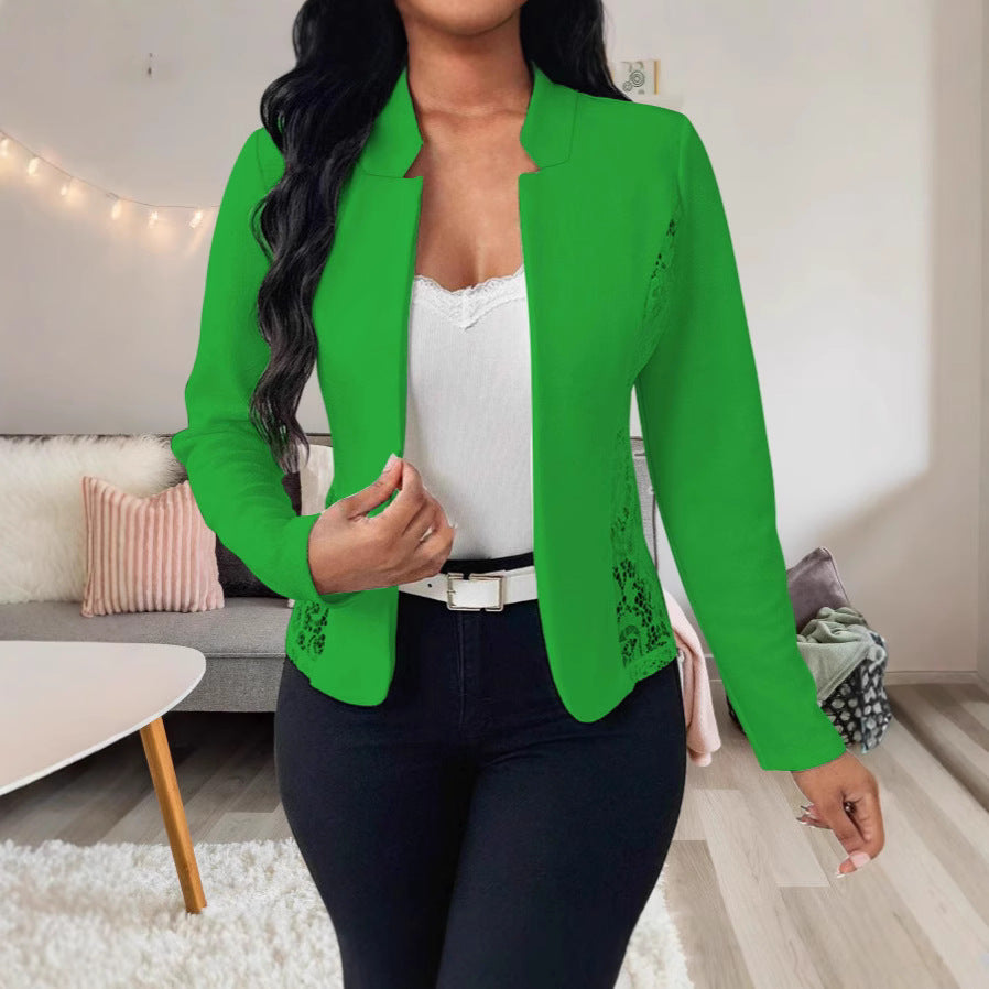 Elegant Blazer Jacket with Crochet Trim
