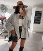 Women's Cozy Knit Coat with Voluminous Sleeves