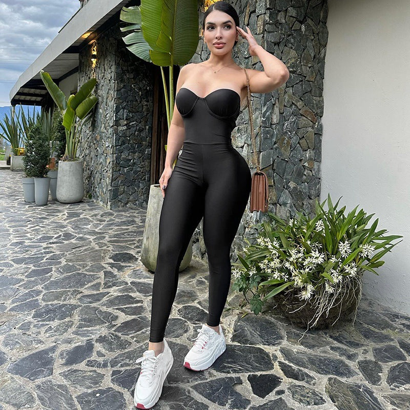 Women's Form-Fitting Jumpsuit with Underwire Bustier