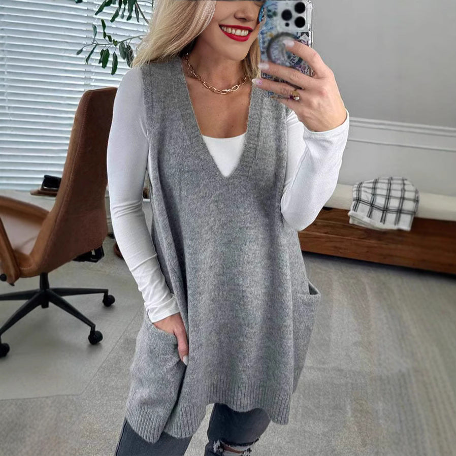 Women's Knit Poncho with Side Pockets