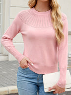 Elegant Fine Knit Sweater with Decorative Shoulder Design