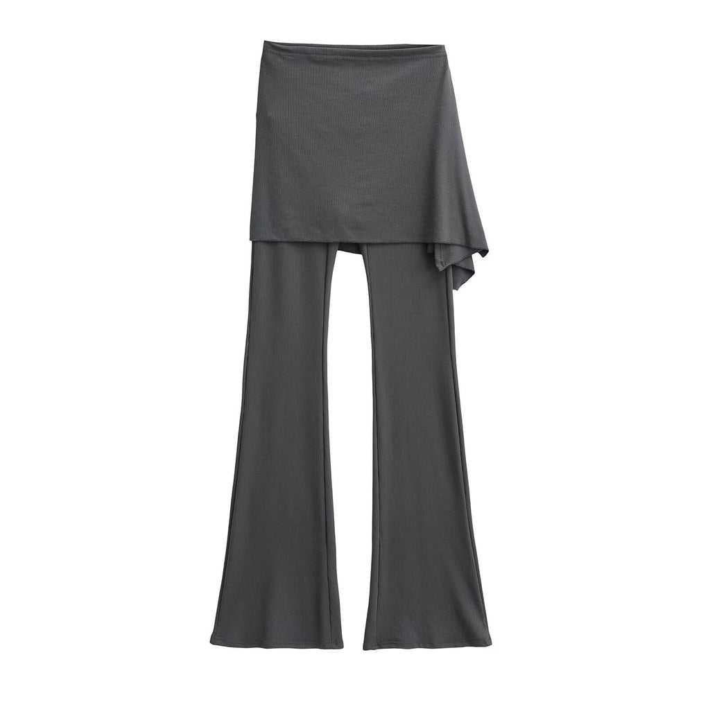 Women's Flared Pants with Asymmetric Overlay