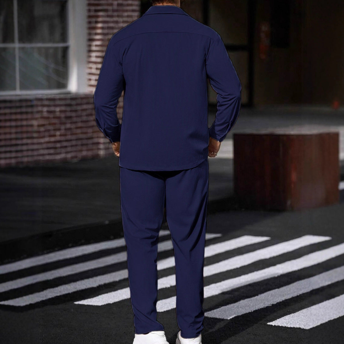 Men's Casual Two-Piece Shirt Jacket and Drawstring Pants Set