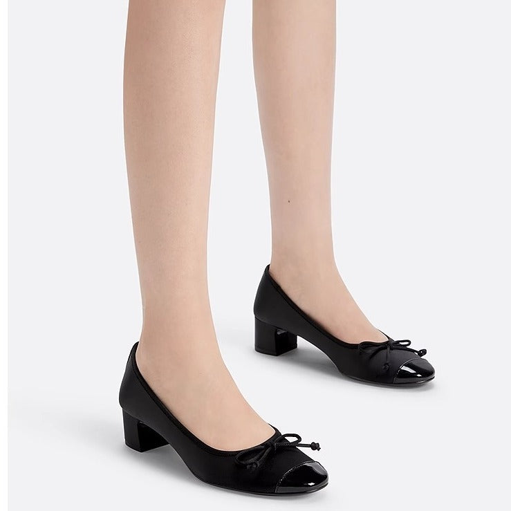 Women's Ballet Flats with Elegant Bow Detail and Glossy Finish