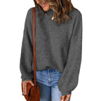 Women's Chunky Knit Sweater with Relaxed Fit and Wide Sleeves