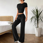 Two-Piece Set with Cropped Top and Wide-Leg Pants