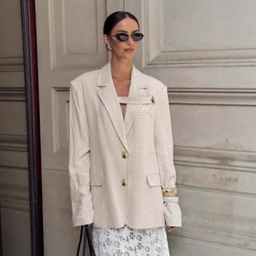 Women's Elegant Oversized Blazer with Unique Detail