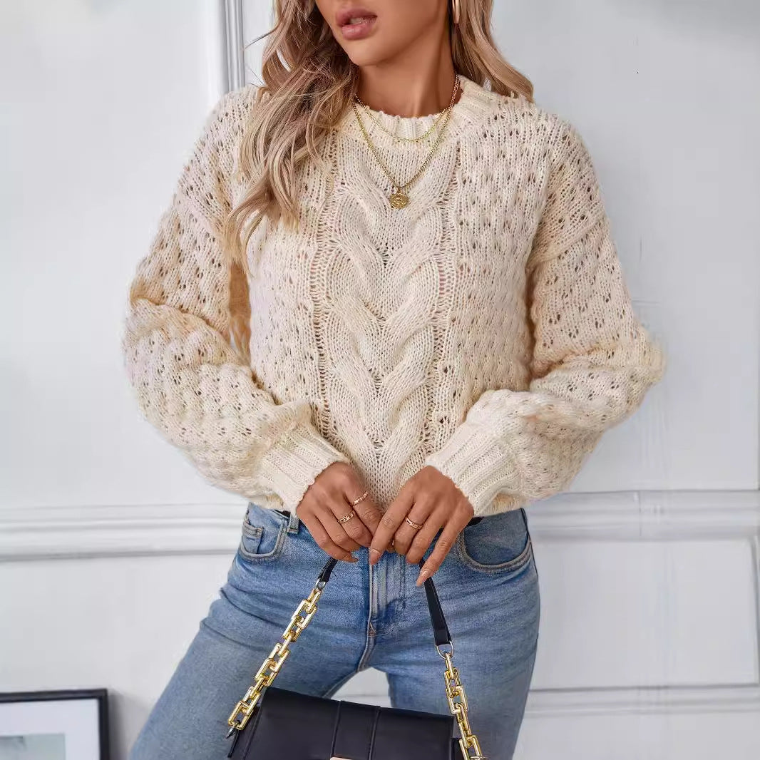Women's Cozy Cable Knit Sweater with Relaxed Fit