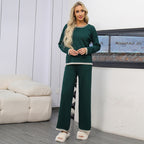 Women's Cozy Knit Loungewear Set with Contrast Trim