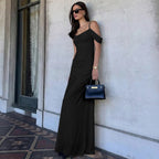 Elegant Floor-Length Dress with Unique Draping