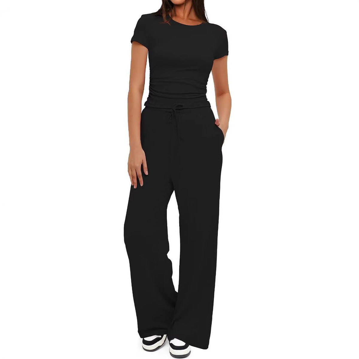 Women's Comfortable Leisure Set with Elastic Waist and Cozy Top