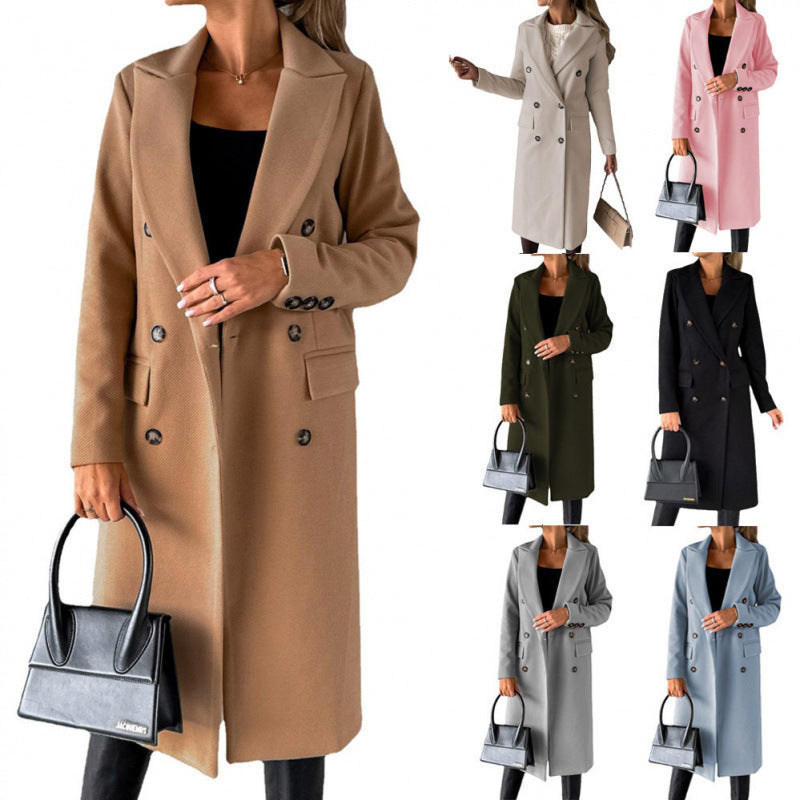 Elegant Double-Breasted Coat with Modern Cut