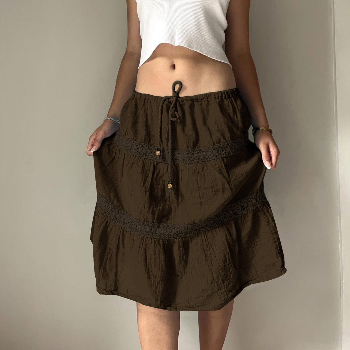 Women's Airy Jumpskirt with Elastic Waist and Ruching
