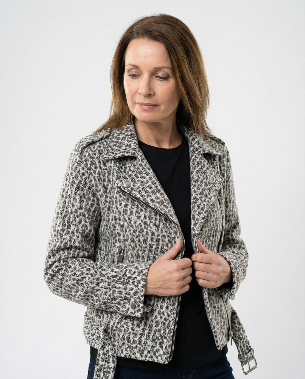 Women's Animal Print Biker Jacket
