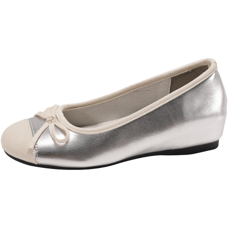 Women's Ballet Flats with Elegant Bow and High-Quality Glossy Finish
