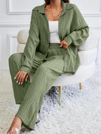 Casual Two-Piece Set with Button Detail