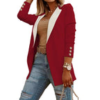 Elegant Women's Blazer with Contrasting Panels