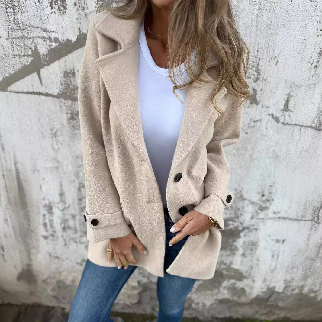 Women's Oversized Coat with Button Details