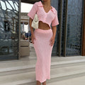 Crochet Crop Top and Maxi Skirt Set