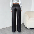 Women's Elegant High-Waisted Satin Wide-Leg Trousers