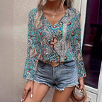 Elegant Paisley Blouse with V-Neck