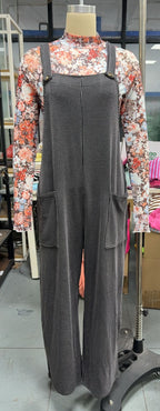 Women's Casual Corduroy Overalls with Pockets and Wide Legs