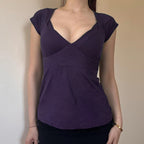 Women's Form-Fitting Short-Sleeve Shirt with V-Neck