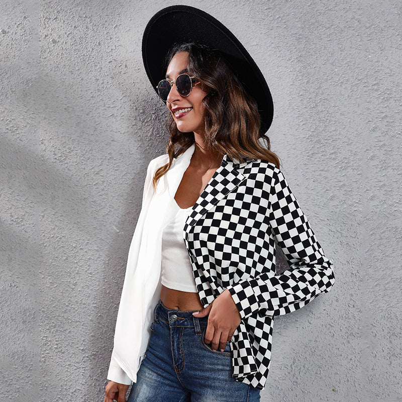 Women's Asymmetric Plaid Blazer