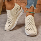 Women's Breathable Slip-On Sneakers with Comfort and Decorative Perforation