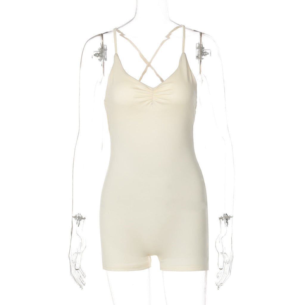 Women's Bodycon Bodysuit with Criss-Cross Straps