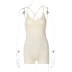 Women's Bodycon Bodysuit with Criss-Cross Straps