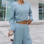 Lounge Set with Cropped Top and Wide-Leg Pants