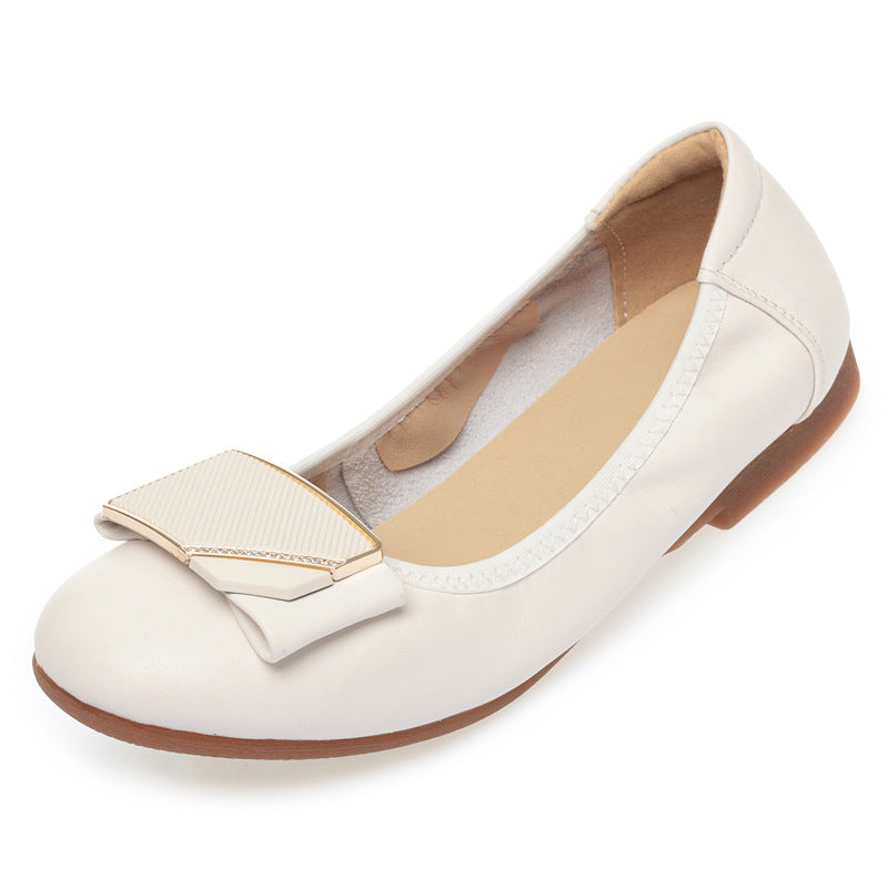 Women's Ballet Flats with Bow Accent and Comfortable Footbed