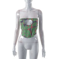 Women's Bandeau Top with Creative Cut-Out and Modern Plaid Pattern