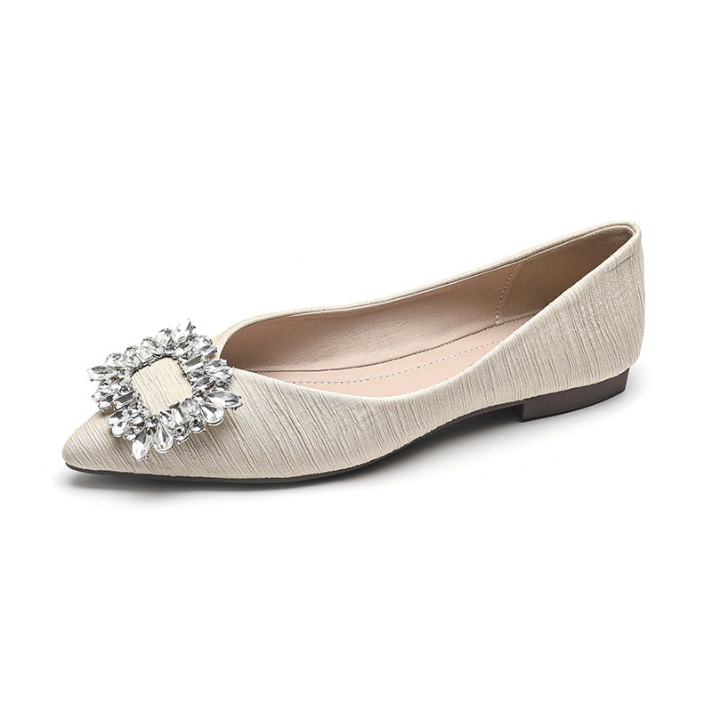 Women's Ballet Flats with Crystal Accent