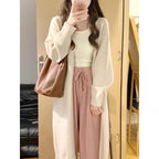 Women's Cozy Oversized Cardigan with Puff Sleeves