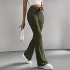 Elegant and Comfortable High-Waisted Ribbed Trousers